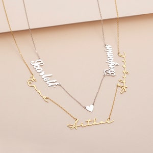 Personalized Sterling Silver two, three, four, five Family Name Necklace is perfect gift for Women, Girls, ladies, Mom, Sister, Grandma, Friends, Christmas day gift, Mothers day gift, Family gift and Birthday.