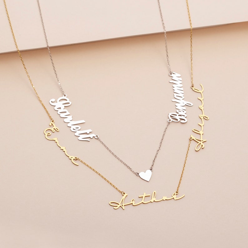 Personalized Sterling Silver two, three, four, five Family Name Necklace is perfect gift for Women, Girls, ladies, Mom, Sister, Grandma, Friends, Christmas day gift, Mothers day gift, Family gift and Birthday.