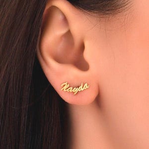 Custom Name Earring, Personalised Silver, Gold Initial earring, Birthday Gift, Gift for Kids, Mother, Daughter, Children, Gift for Her
