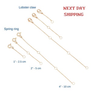 Sterling Silver Chain Extender, Gold Necklace Extender, Bracelet Extender, Necklace Extender, 1 inch, 2 inches, 3 inches, Christmas Gift