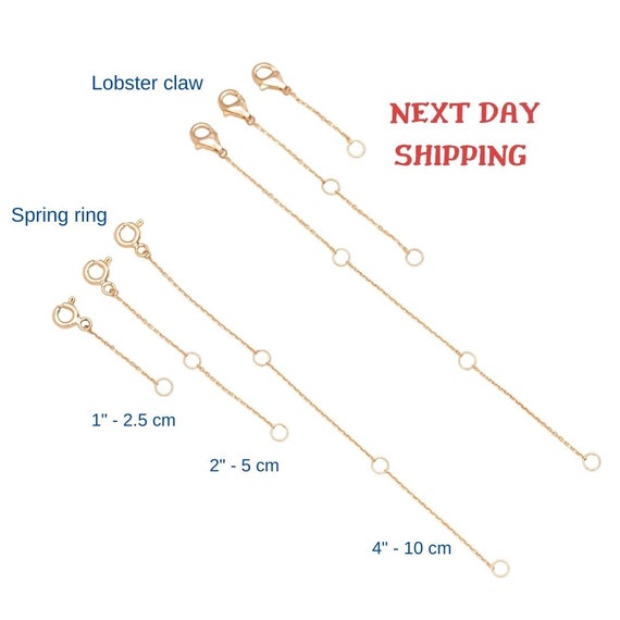 Sterling Silver Chain Extender: Gold, Rose Gold Plated