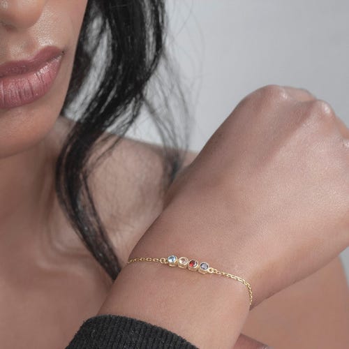 Bracelet de famille avec pierres de naissance pour maman, bracelet de mère personnalisé, bijoux de pierre de naissance personnalisés, cadeau de grand-mère, bracelet en argent sterling