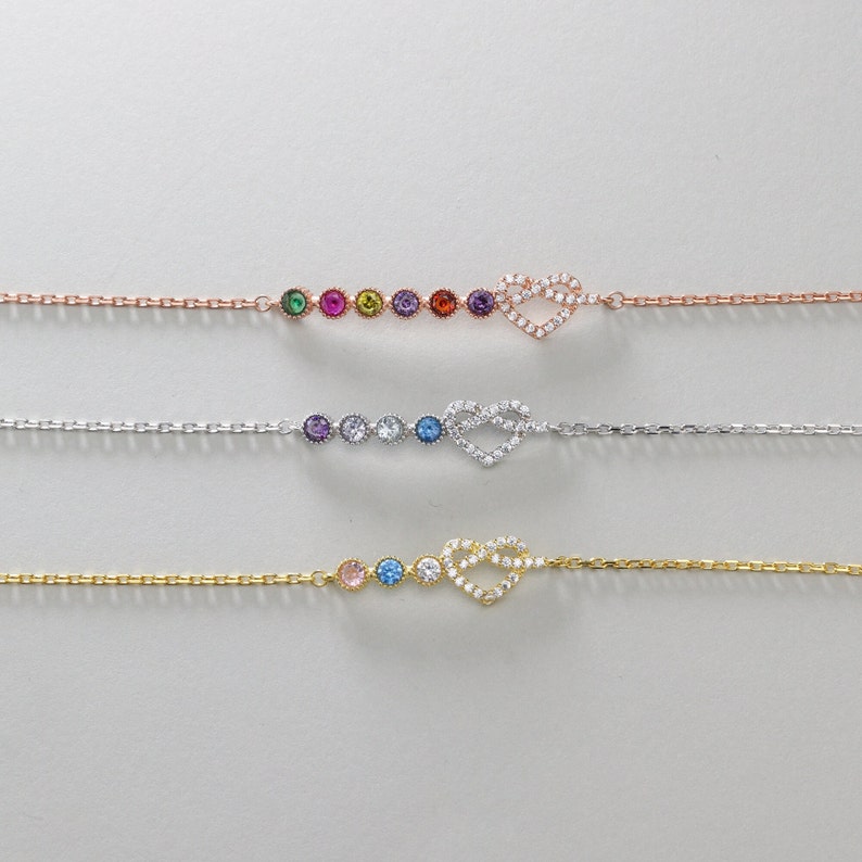 Birthstone Dainty Gold Bracelet with Heart for lover, Family Gift, Gift for Mum, Birthday Gift, Mother Gift, Gemstone Friendship Bracelet, Christmas Gift, Mother day gift