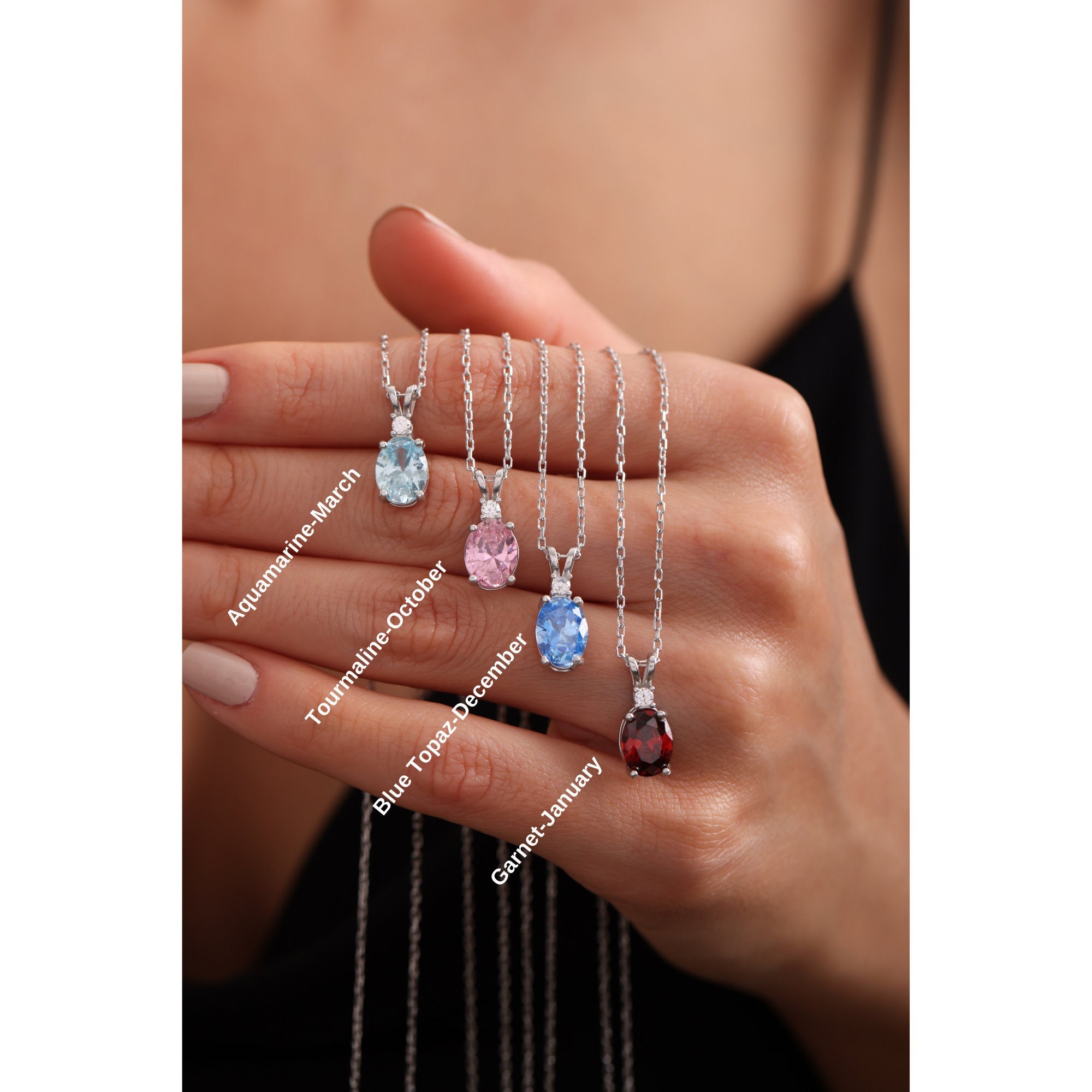 Collana Donna A Cuore LIHELEI Con Pietra Birthstone - Argento 925 E Zirconia, Catena 45 Cm