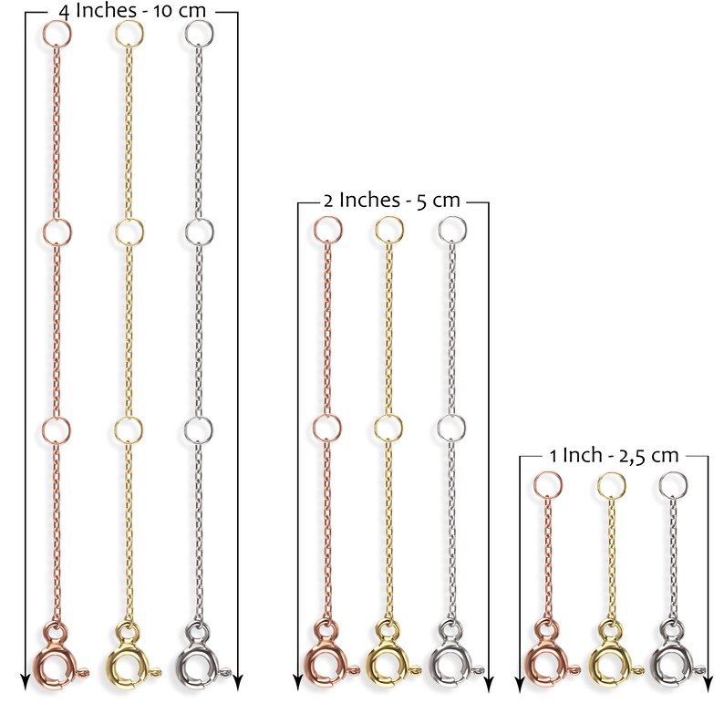 Gold Chain Extender - Silver Necklace Extender - Bracelet Extender - 1 inch - 2 inches - 4 inches