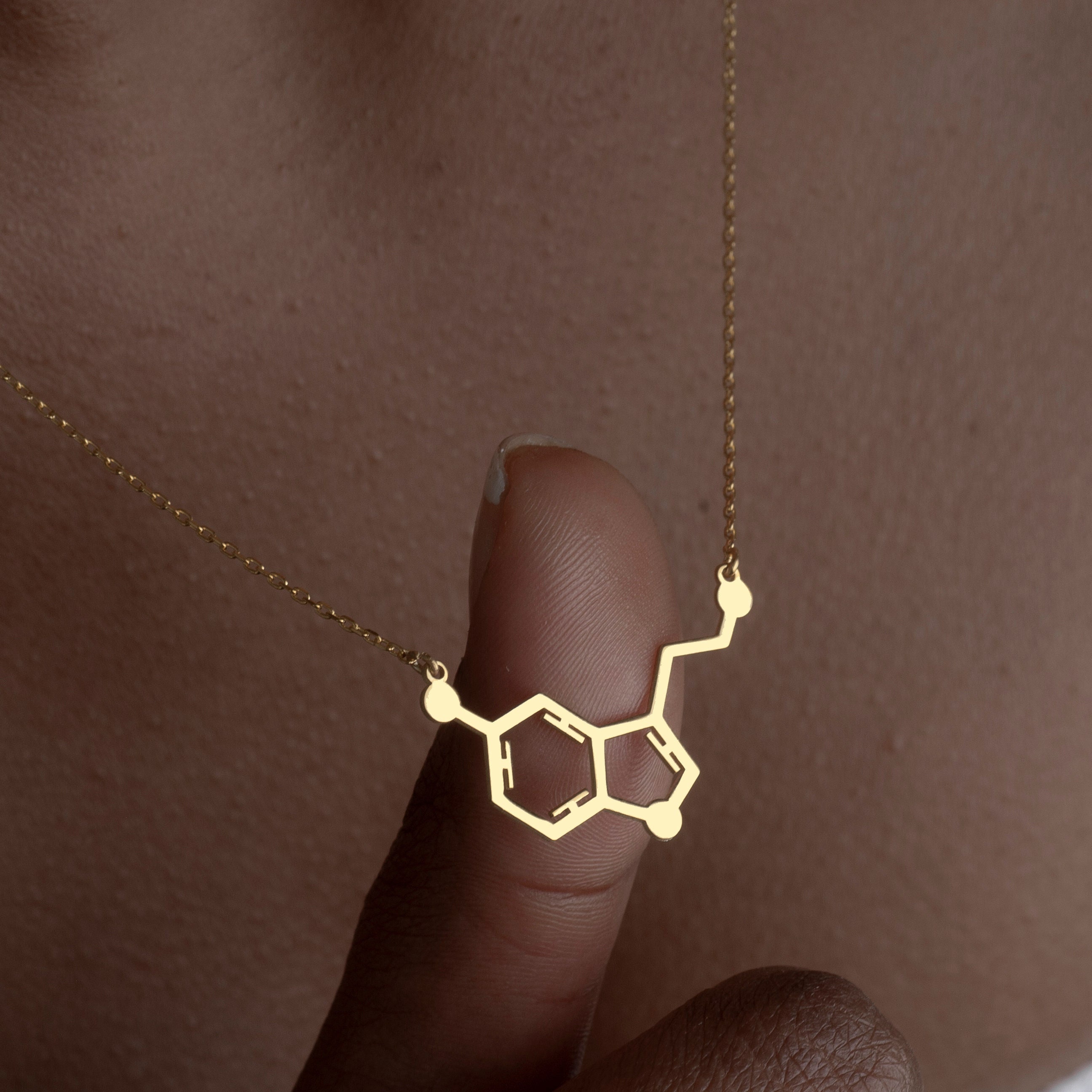 Buy Silver Serotonin Molecule Pendant Necklace,Organic Chemistry Jewelry  for Science Lovers,Gift for a Science Student (B：gold necklace) at Amazon.in