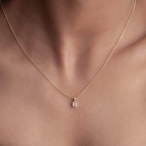 Cubic Zirconia Silver Pendant Necklace, Dainty Diamond Gold Chain Necklace, Bridesmaid Jewelry, Wedding Gift for Her, Women, Mother Day Gift