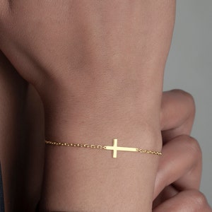 Sterling Silver Cross Jewelry, Religious Bracelet, Dainty Cross Bracelet, Christian jewelry, Birthday Gift for Women, Holly Communion image 6