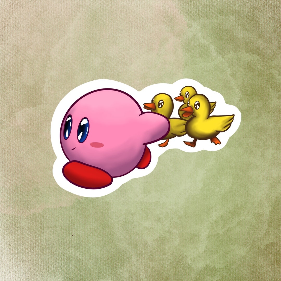 Kirby Saving Ducklings Fanart Sticker. Waterproof Decal Etsy