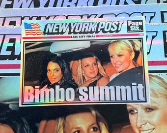 BIMBO SUMMIT y2k Holographic Sticker The Holy Trinity | Britney Paris Lindsay Iconic Car Meme | 2000s Pop Culture Nostalgia Decal
