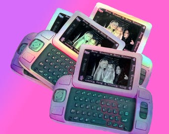 Y2K Sidekick Holographic Sticker: 2000s Tech Nostalgia