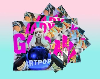 Lady Gaga ARTPOP Holographic Sticker – Blue Ball Koons Era, Little Monster Fan Art, Rave Aesthetic Decal