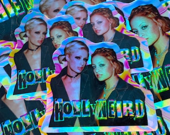 Hollyweird Holographischer Aufkleber Paris Hilton Nicole Richie y2k Sticker 2000s 2000s Berühmtheit