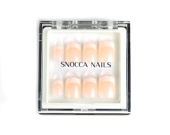 French Press On Nails | Short Square | Press On Nails set With Glue | Fake Nail Box | Medium Ready To Ship French Nails