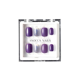 Purple Press On Nails | Short Press On Nails | Purple Acrylic Nails | Press On Nails set With Glue | Fake Nail Box