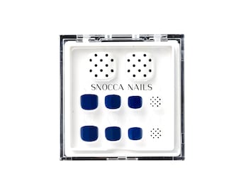 Summer Breeze | Press-On Pedicure Toe Nails False Fake Artificial Acrylic Gel Pop On Short Toe Nails Navy Blue White Black Polka Dot