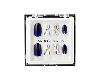 Short Press On Nails | Press On Nails Short | Round | Navy Blue Press On Nails | Press On Nails Navy Blue | Fake Nail Short | Ready To Ship