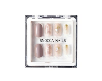 Press On Nails Round | Round Press On Nails | Short Round Nails | Glue On Nails Round | Fake Nails Round | Marble Nails | Ready To Ship