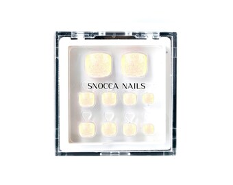 Frozen | Press On Pedicure | Toe Nail Press On | False Toe Nail | Press On Toe Nail | Silver Glitter | Fake False Artificial Toe Nails