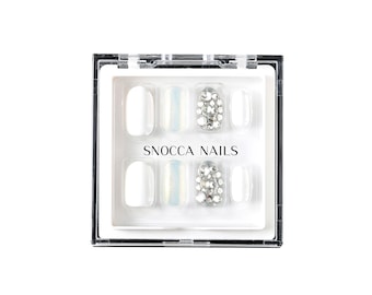 White Press On Nails | Press On Nails White | Glue On Nails White | White Fake Nails | Short Round Nails White | Ready To Ship