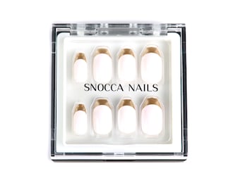 French Nails | White French Press On Nails | False Nails | Nail Art | Coffin Nails | French Coffin