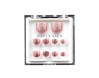 Rosewood | Press On Pedicure | Toe Nail Press On | False Toe Nail | Press On Toe Nail | Silver Glitter | Fake False Artificial Toe Nails