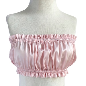 Luxury Silk Ruffled Bandeau Top – Handmade & Playful Strapless Summer Crop Top