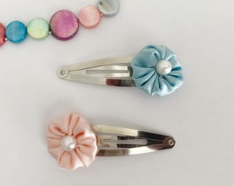 100% Silk Snap Hair Clips, Hair Accessories, Gift for Girl, Handmade Fabric Hair Clip, Pure Silk Flower Hair Clip