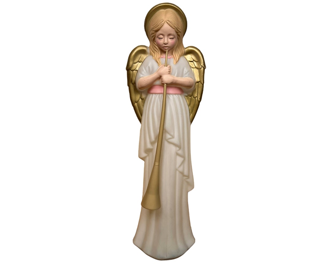 Vintage Blow Mold Angel With Trumpet Light up Yard Decoration Etsy