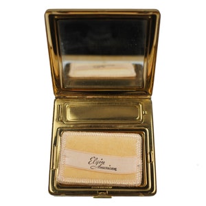 Vintage 1940s Elgin American Compact Powder and Rouge Red & Gold Excellent image 3