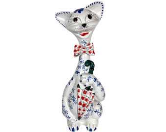1960年代イタリア製セラミック猫型花瓶、特大サイズ45cm 