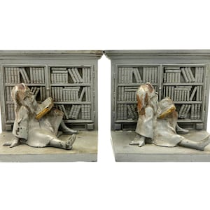 Antique Bradley & Hubbard Bookends Gnome Library Cast Iron