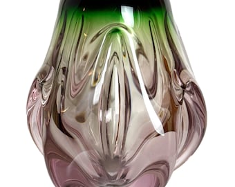 Josef Hospodka Chribska Art Glass Vase OK 104 Sommerso 1956 Czech Mid Century Modern 7.75"