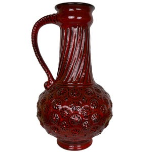 Vintage Carstens Tonnieshof Floor Vase West German Red Fat Lava Pottery 45cm