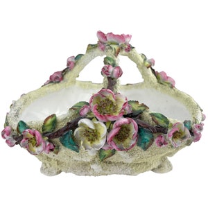 Antique Victorian Porcelain Flower Basket John Bevington Hanley Staffordshire c 1880