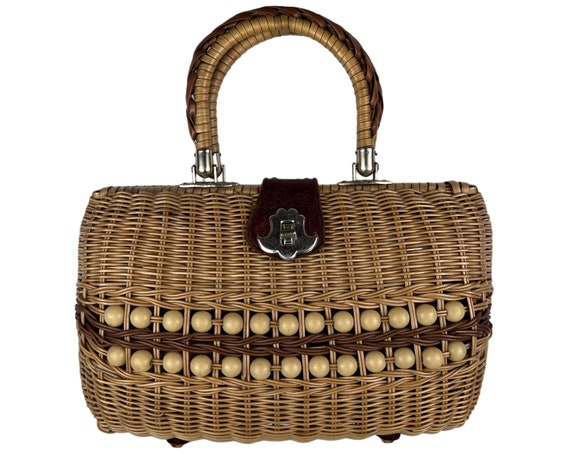 Vintage 1960s Wicker Handbag Purse Stein Novelty Import Hong Vintage 1960s Wicker Handbag Purse Stein Novelty Import Hong