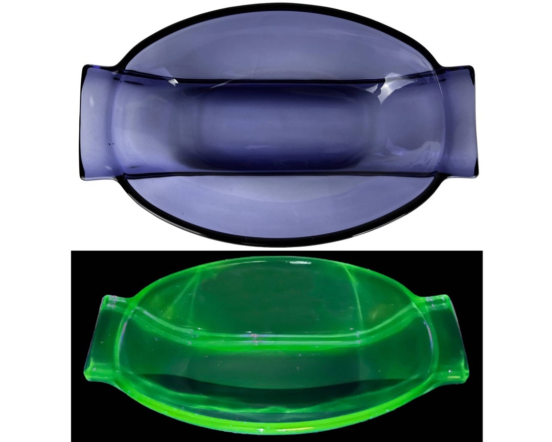Purple Uranium Glass Oblong Bowl Depression Elegant Etsy