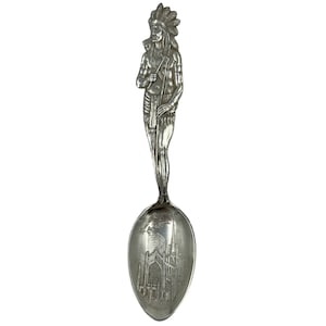 Antique Indian Souvenir Spoon Trinity Church NY Sterling Silver Shepard Mfg 1904