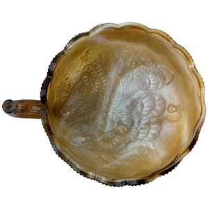 Vintage Imperial Glass Caramel Slag Nappy Pansy Pattern
