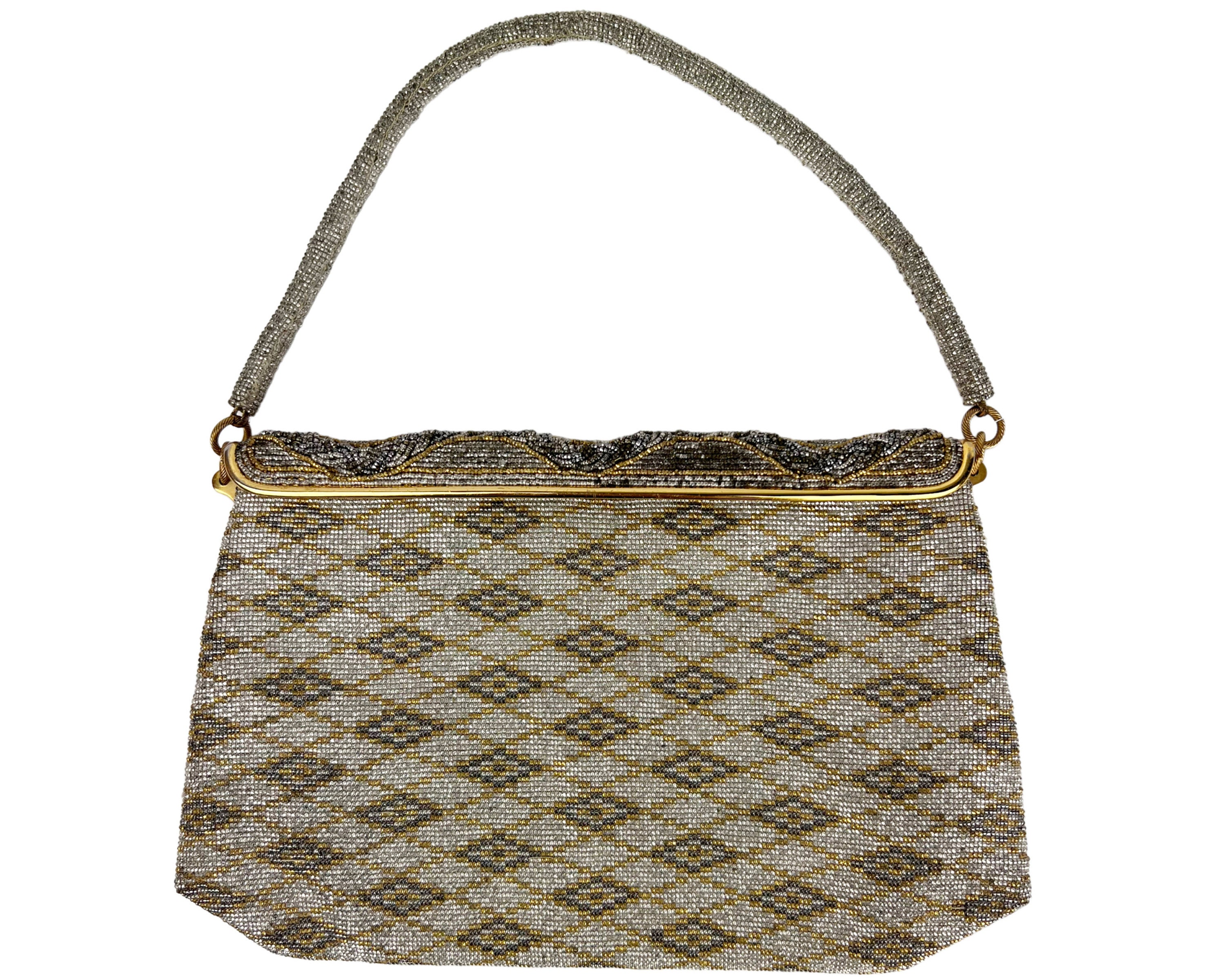 Vintage 1950s Morabito Paris Evening Purse Micro Steel Beaded Bag