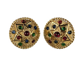 Vintage 1980s D’Orlan Earrings Round Clip-on Gold Tone