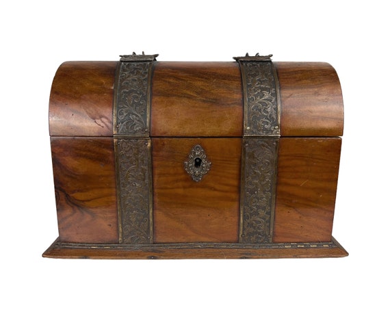 Antique Victorian Tea Caddy Chest Repurposed Jewe… - image 1