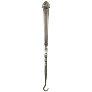 Antique American Sterling Silver Button Hook Six Sided  6 3/4”