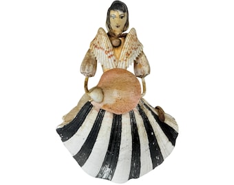 Vintage French Sea Shell Doll Folk Art Figurine 7.5”