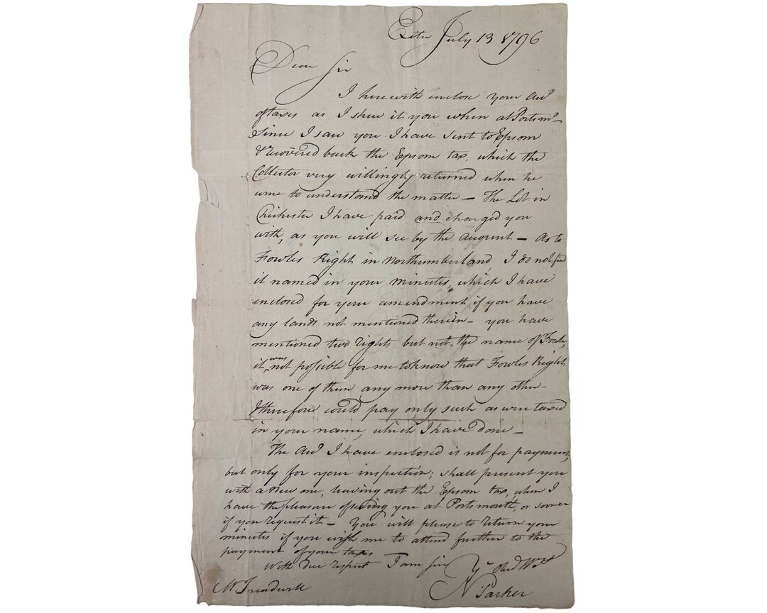 Antique Letter Dated 1797 Exeter England Regarding Taxes Owed Etsy