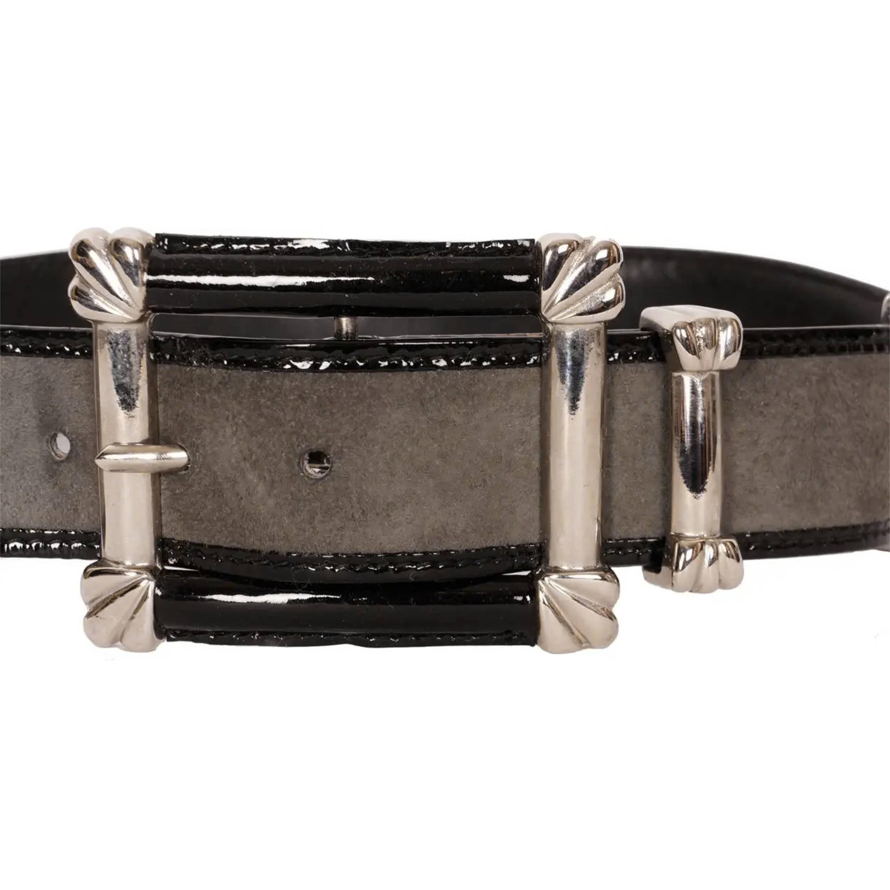 Vintage 80s Escada Gray Suede Leather Belt Ladies Size S  display picture 1