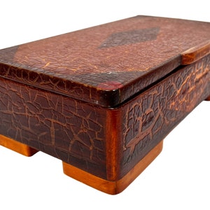 Vintage 1920s 30s Folk Art Wood Box Crackle Finish