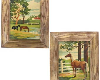 Vintage PBN Paint by Number Horse Paintings Thorougbred’s Reward Craft Master NA441-52