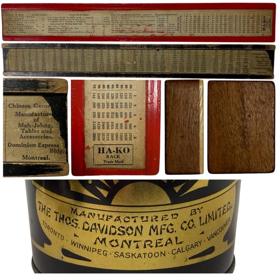 Vintage 1920s Chinese Mahjong Set 144 Celluloid on Wood