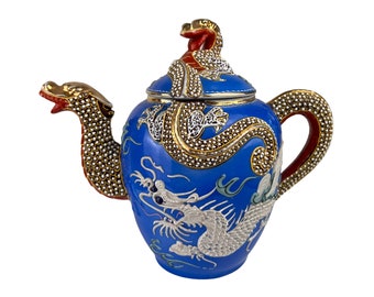 Vintage Japanese Moriage Teapot Blue Dragonware 5 Cup Capacity